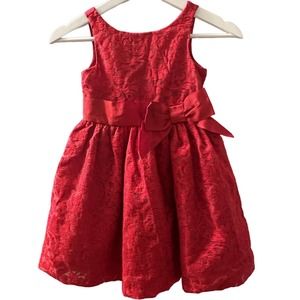 Janie And Jack Red Forever Rose Lace Bow Sleeveless Dress Size 4